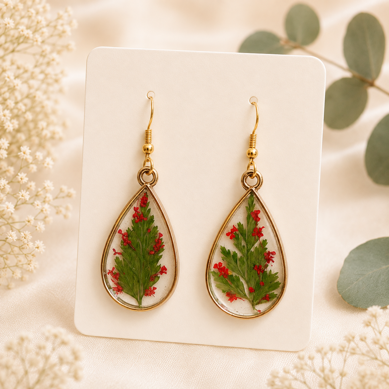 Real Pressed Flower Earrings (Style 177)
