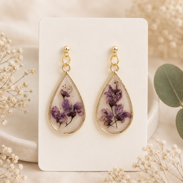 Real Pressed Flower Earrings (Style 179)