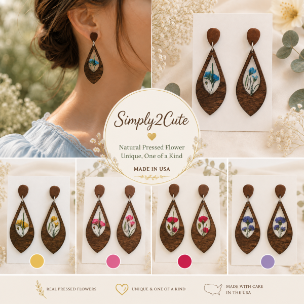 Real Pressed Flower Earrings (Style 182)