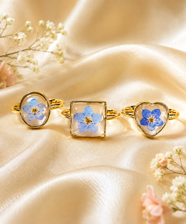 Gold Real Pressed Flower Ring (Style 186)