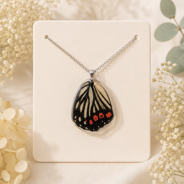 20 real butterfly wings necklace gold plated on stainless steel hypoallergenic light weight