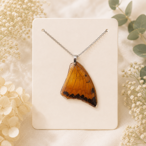 22 real butterfly wings necklace stainless steel hypoallergenic light weight