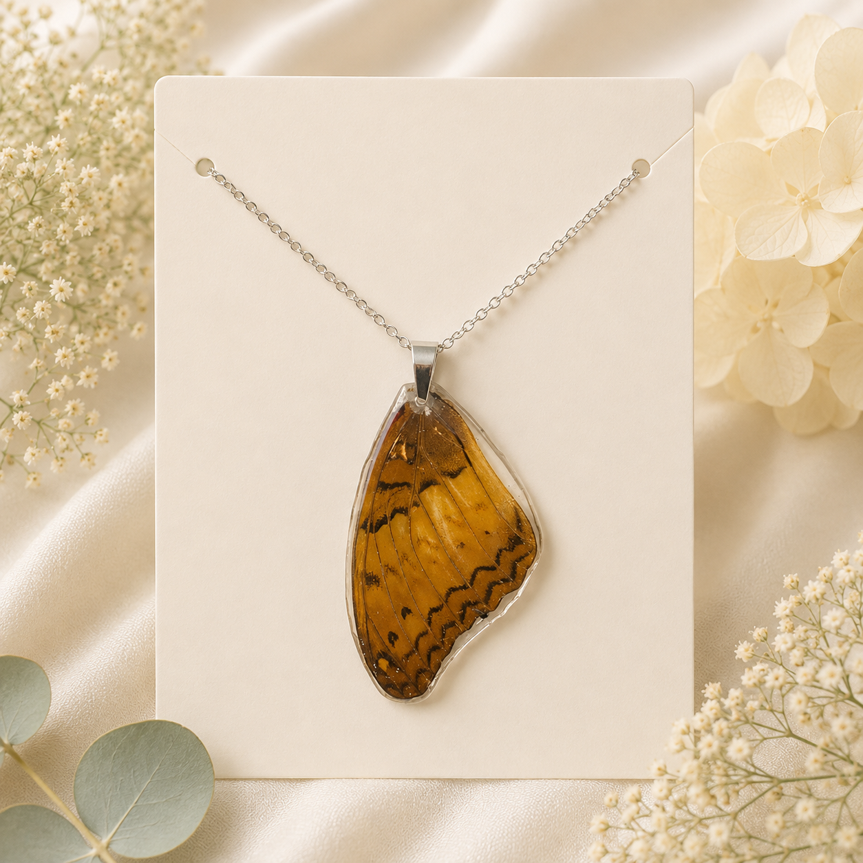 23 real butterfly wings necklace stainless steel hypoallergenic light weight
