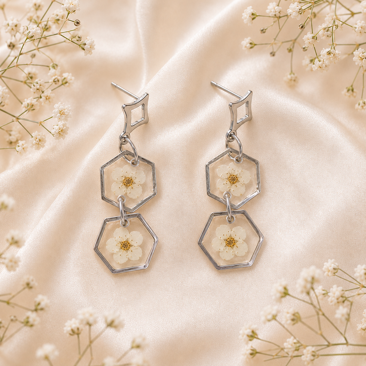 Real Pressed Flower Earrings (Style 59A)