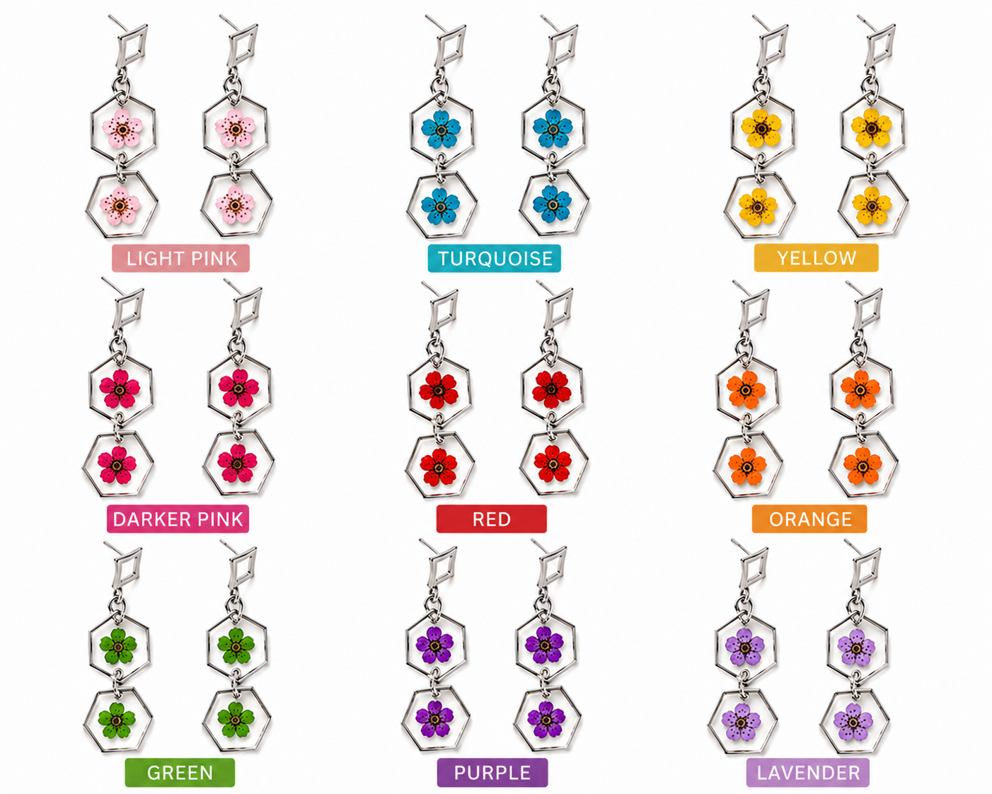 Real Pressed Flower Earrings (Style 59B)