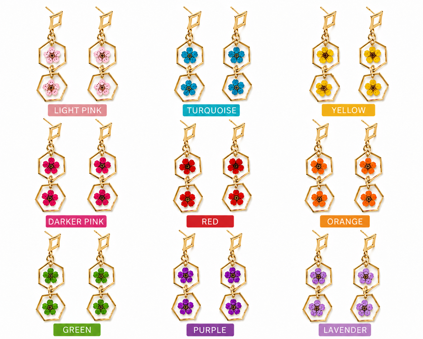 Real Pressed Flower Earrings (Style 59C)