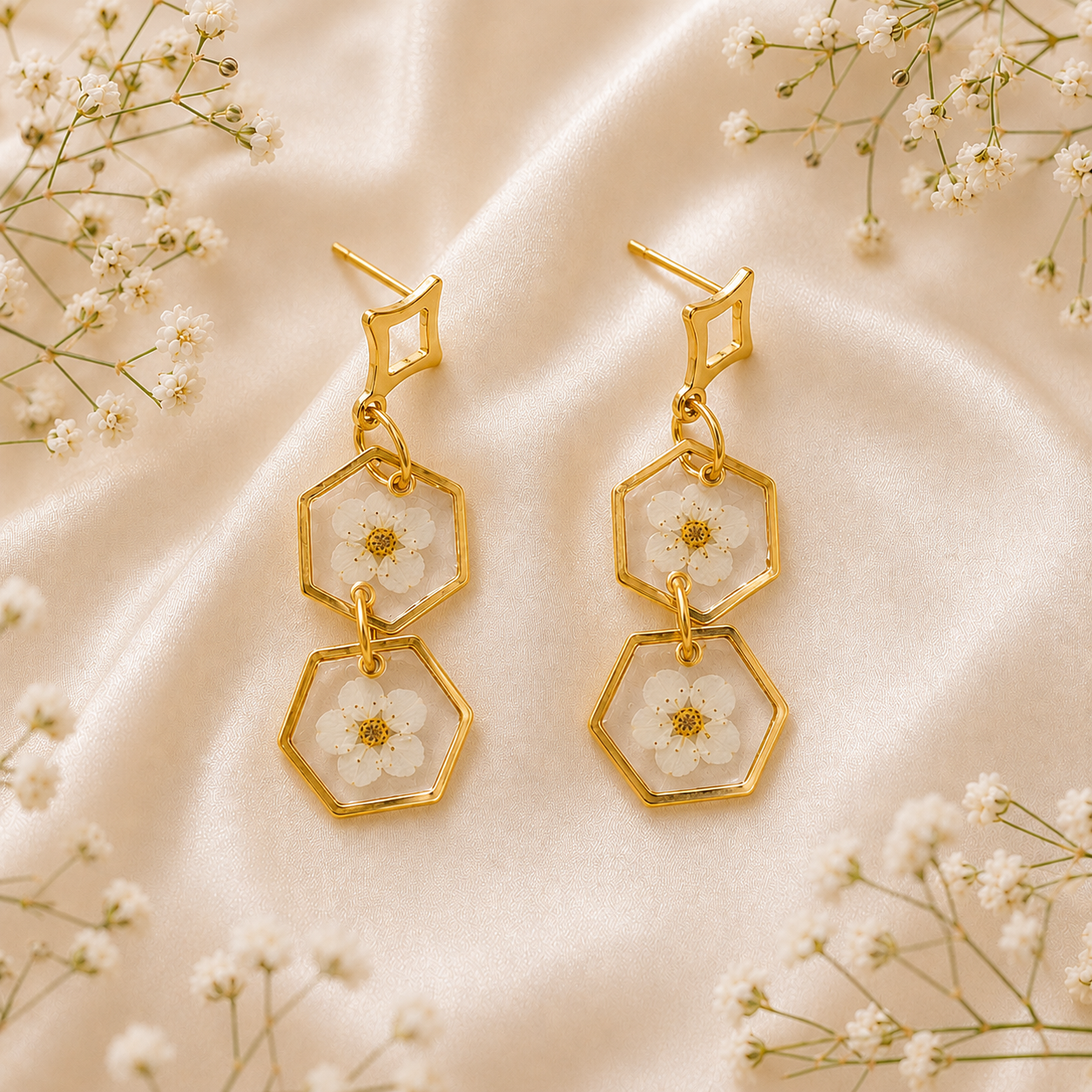 Real Pressed Flower Earrings (Style 59F)