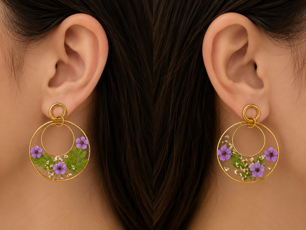 Real Pressed Flower Earrings (Style 63A)