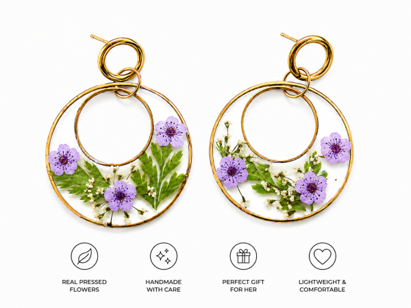 Lavender Real Pressed Flower Earrings (Style 63)