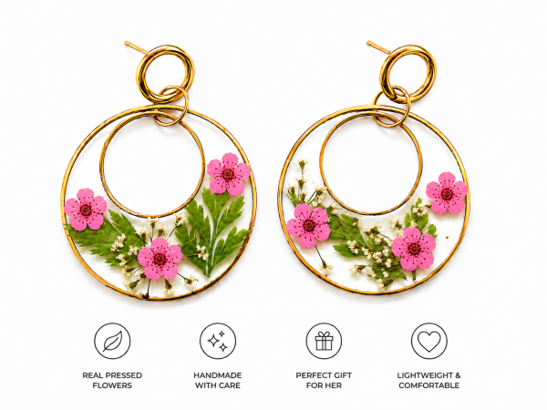Lavender Real Pressed Flower Earrings (Style 63)