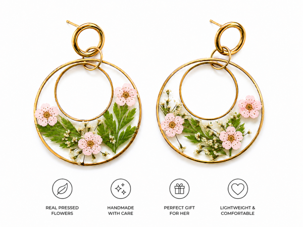 Lavender Real Pressed Flower Earrings (Style 63)