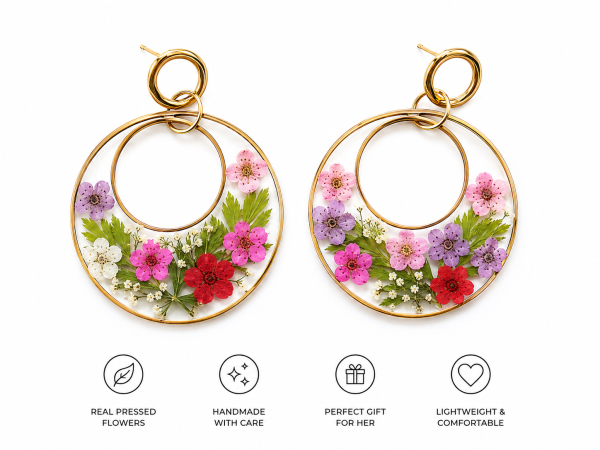 Lavender Real Pressed Flower Earrings (Style 63)
