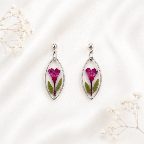 Owl Real Pressed Flower Earrings (Style 68)