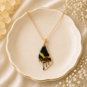 Style #7 Real Moth Wings Necklace (Sunset Moth Madagascar)