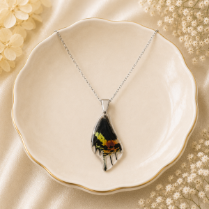 Style #7 Real Moth Wings Necklace (Sunset Moth Madagascar)