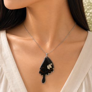 Style #8 Real Butterfly Wings Necklace (Papilio Bianor Triumphator )