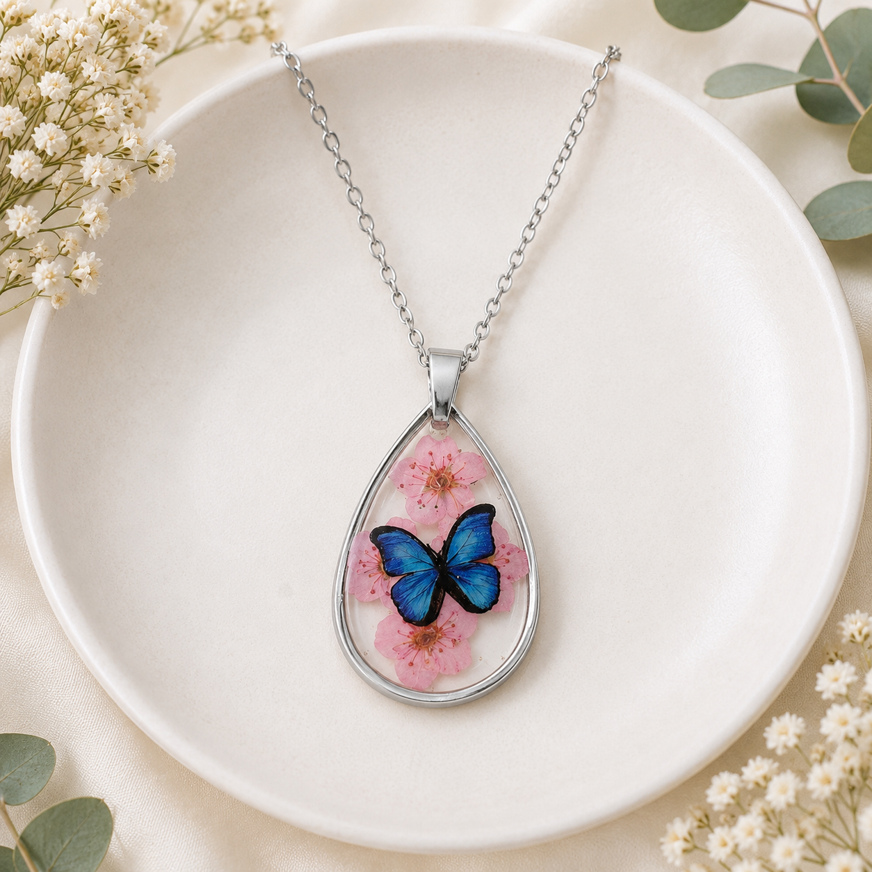 Real Pressed Flower Necklace (Style 84B)