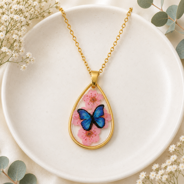 Real Pressed Flower Necklace (Style 84C)