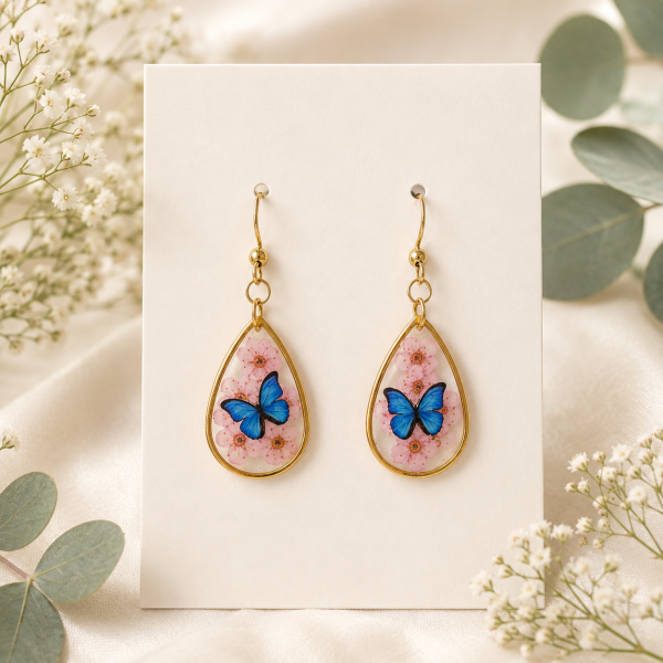 Real Pressed Flower Earrings (Style 84D)