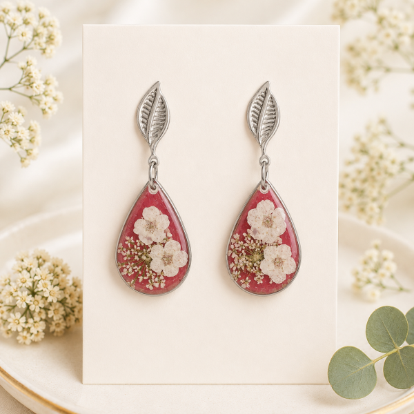 Real Pressed Flower Earrings (Style 89B)