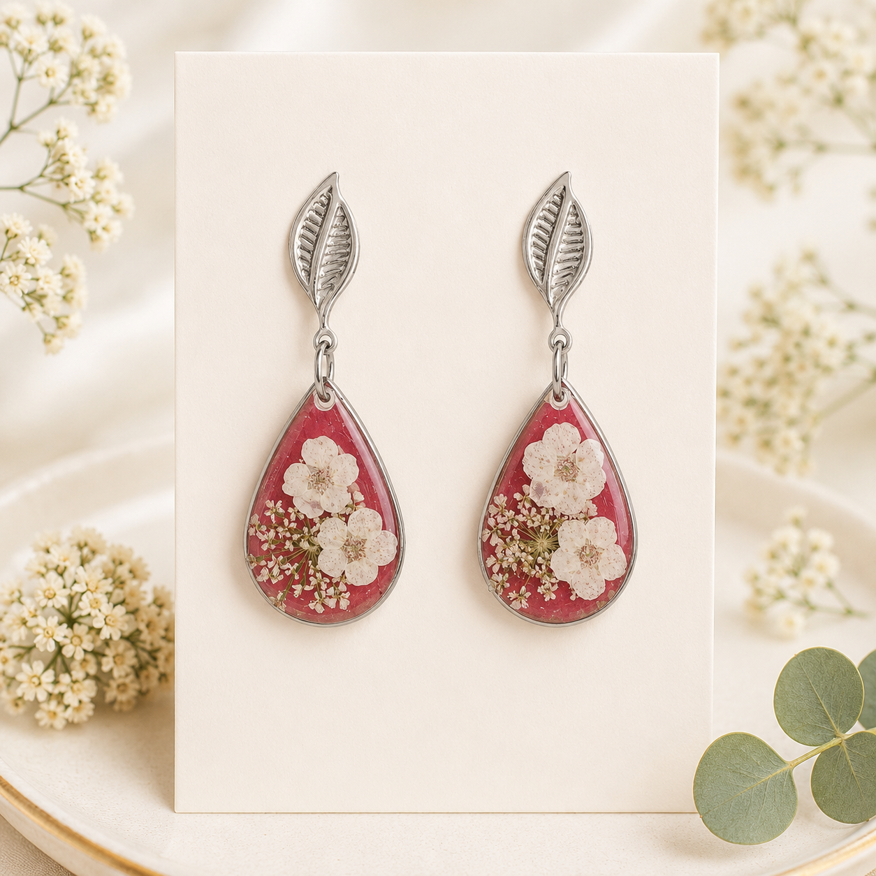 Real Pressed Flower Earrings (Style 89B)