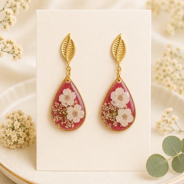 Real Pressed Flower Earrings (Style 89C)