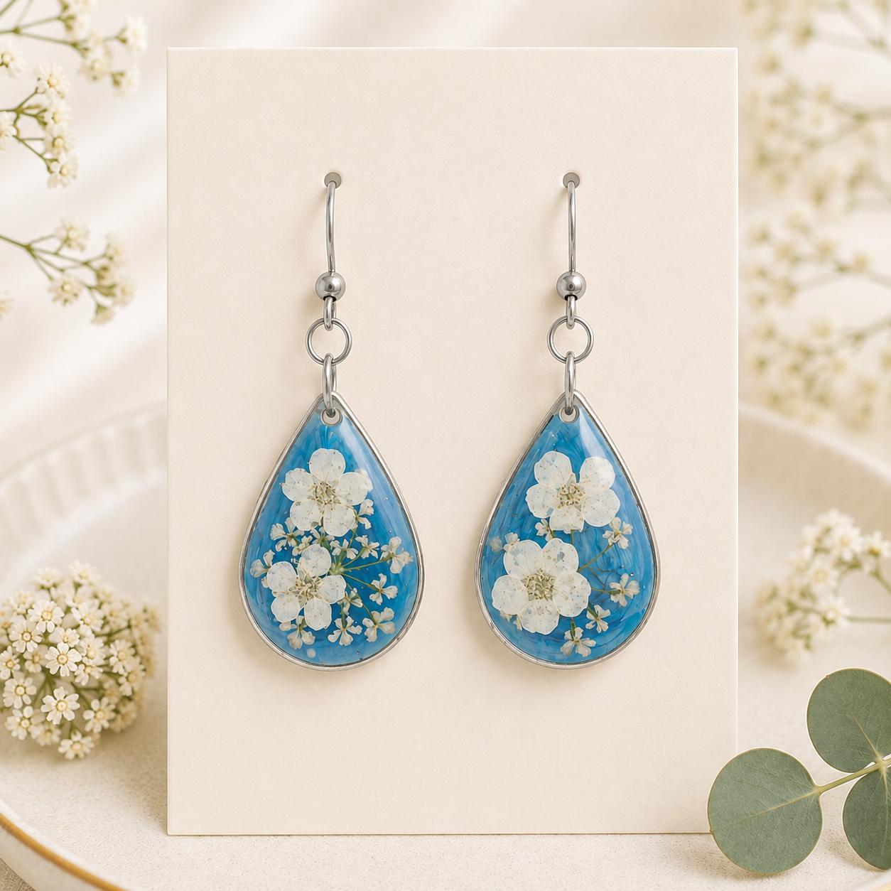 Real Pressed Flower Earrings (Style 91A)