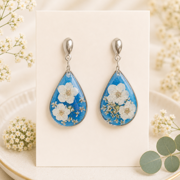 Real Pressed Flower Earrings (Style 91B)
