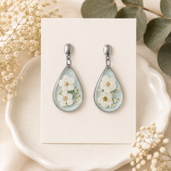 Real Pressed Flower Earrings (Style 93A)