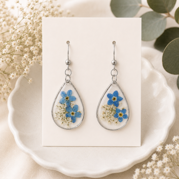 Real Pressed Flower Earrings (Style 94B)