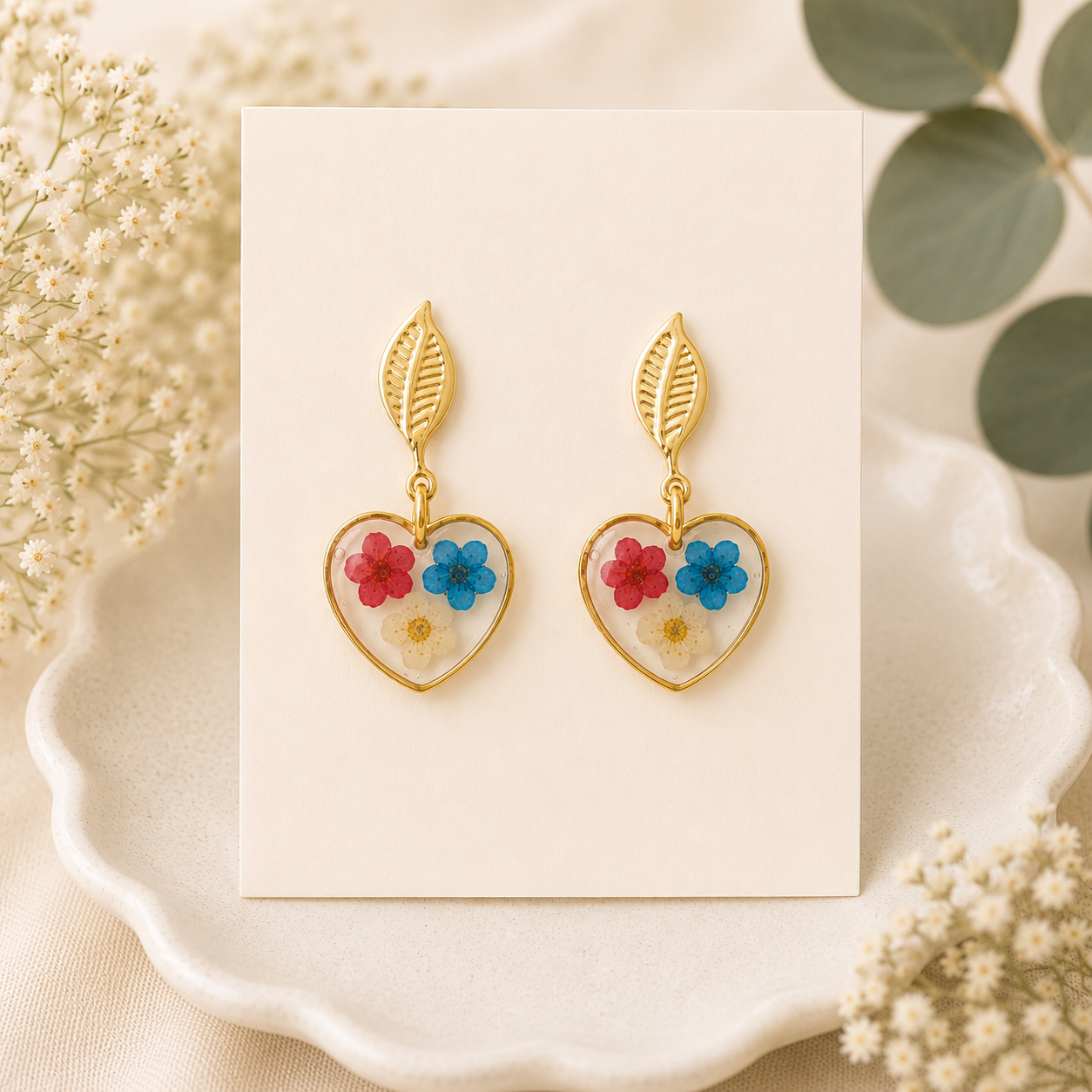 Real Pressed Flower Earrings (Style 95G)