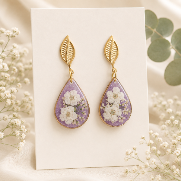 Real Pressed Flower Earrings (Style 99)